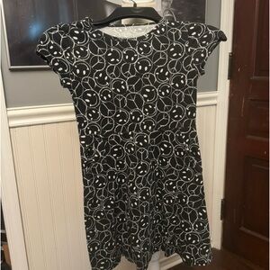 Wonder Nation Girl’s Black White Dress Peace Signs Smiley Faces Size M (7-8)
